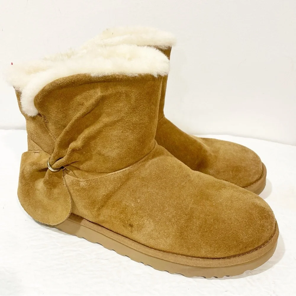 Ugg Womens Size 11 Chestnut Brown Leather Classic‎ Mini Twist Boot
